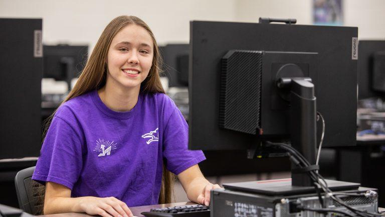 Student on computer